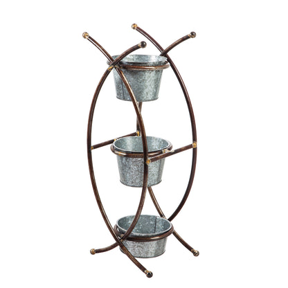 3-Tier Metal Pot Planter with Stand