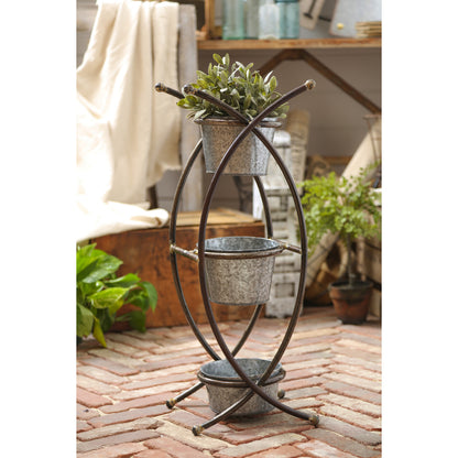 3-Tier Metal Pot Planter with Stand