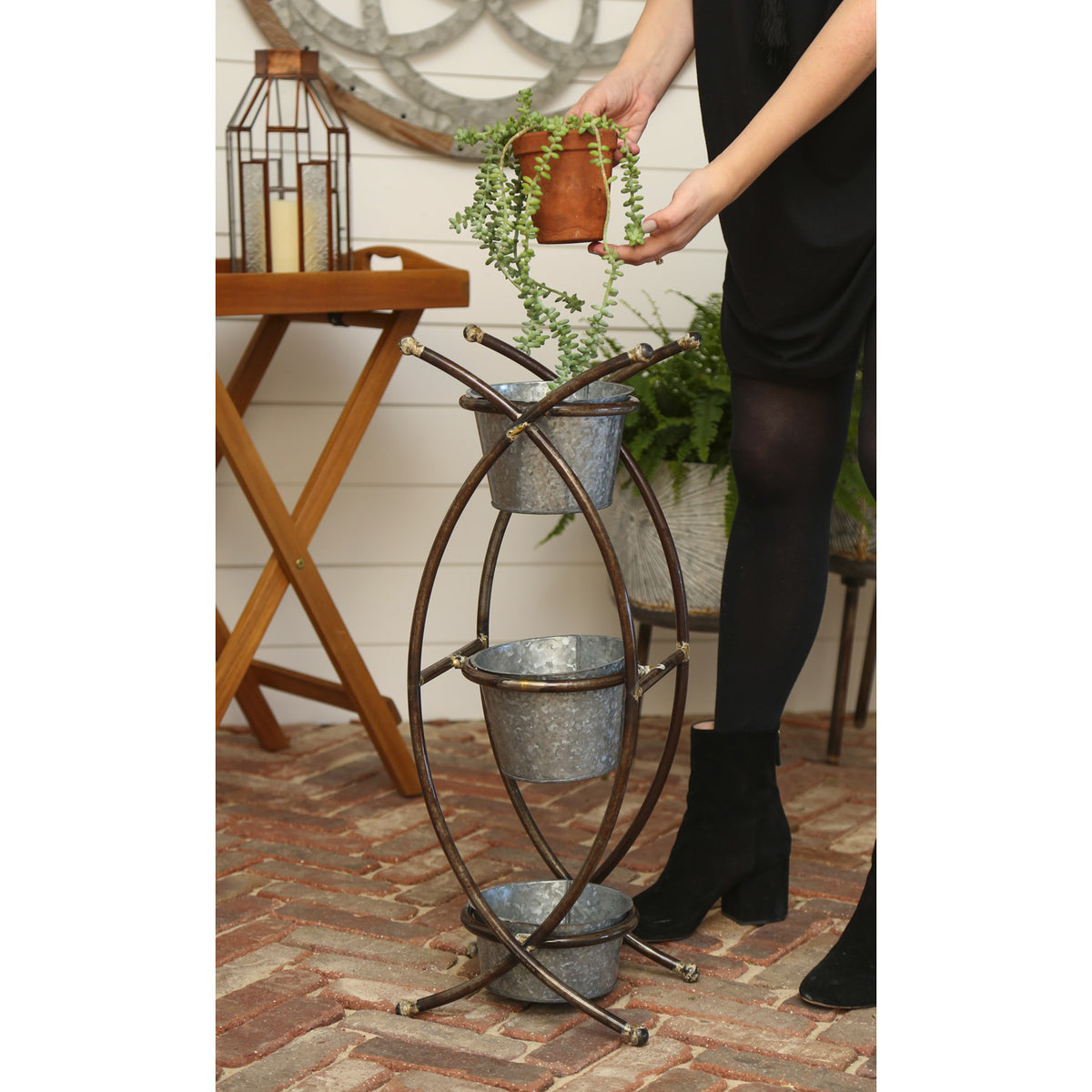 3-Tier Metal Pot Planter with Stand