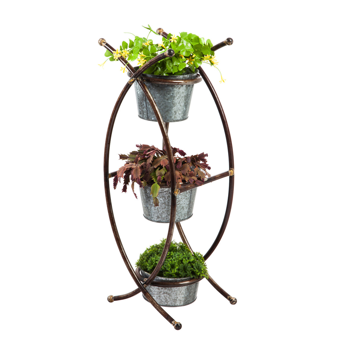 3-Tier Metal Pot Planter with Stand