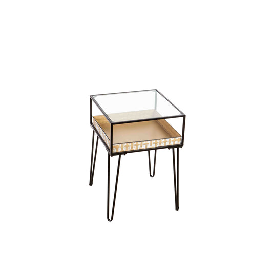Metal & Glass Planter Table, 18in Square