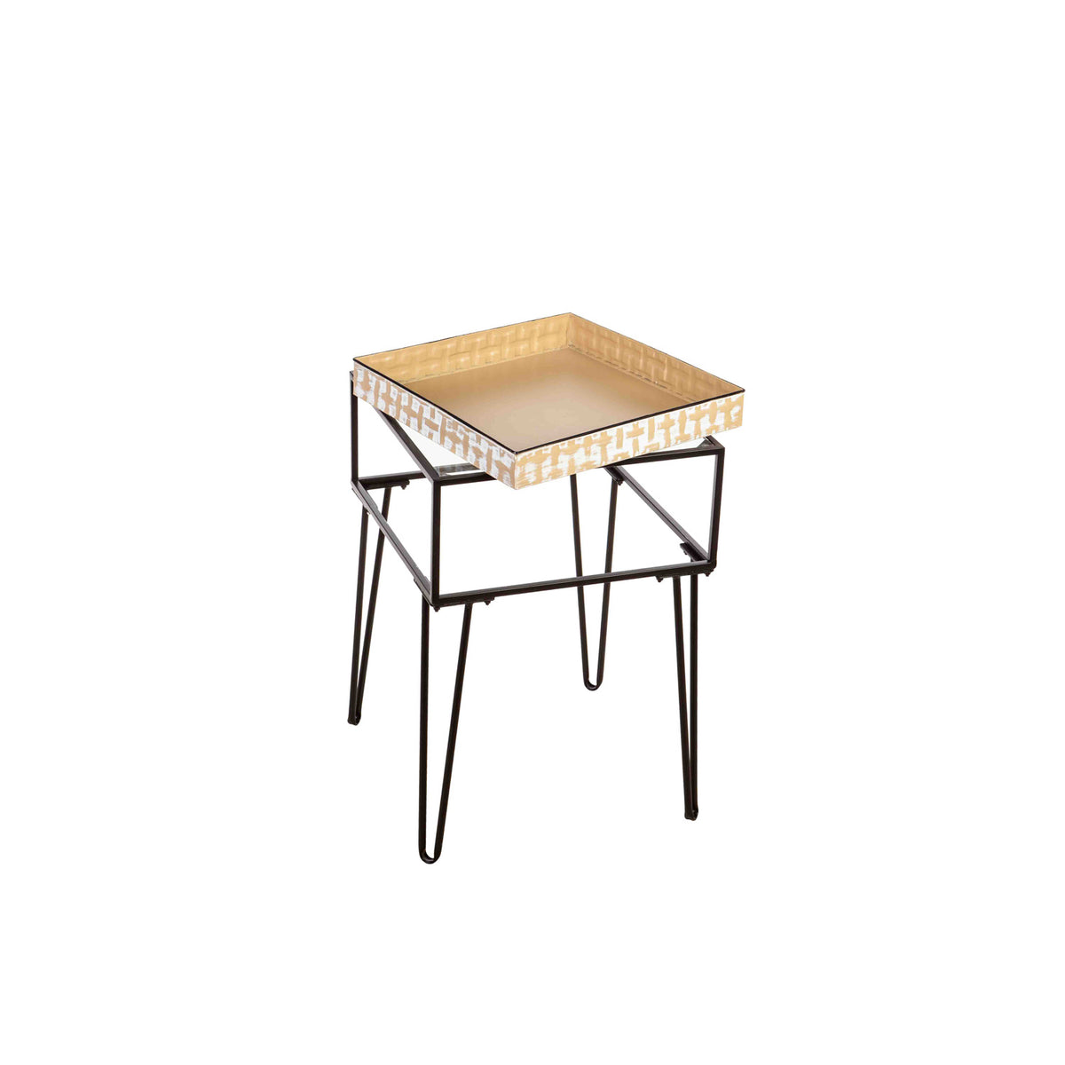 Metal & Glass Planter Table, 18in Square