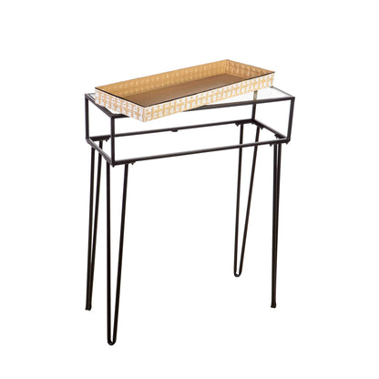 Metal & Glass Planter Table, 32in Rectangle