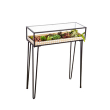 Load image into Gallery viewer, Metal &amp; Glass Planter Table, 32in Rectangle

