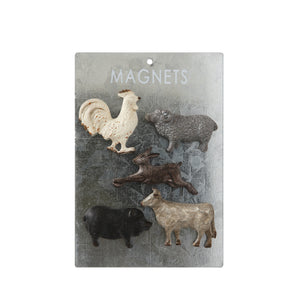 Pewter Farm Animal Magnets, Set of 5