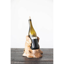 Load image into Gallery viewer, Hand-Carved Teakwood Single Wine Bottle Holder
