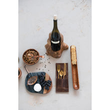 Load image into Gallery viewer, Hand-Carved Teakwood Single Wine Bottle Holder
