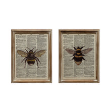 Load image into Gallery viewer, Wood Framed Bee Book Print Wall Art, 2 Styles
