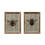 Wood Framed Bee Book Print Wall Art, 2 Styles