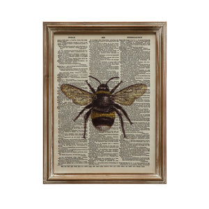 Wood Framed Bee Book Print Wall Art, 2 Styles