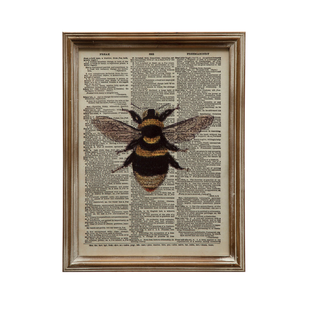 Wood Framed Bee Book Print Wall Art, 2 Styles