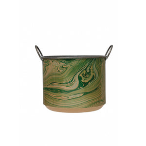 Metal Marble Print Bucket with Handles, 12.5in