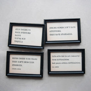 Wood Framed Typed Saying Print Wall Art, 4 Styles