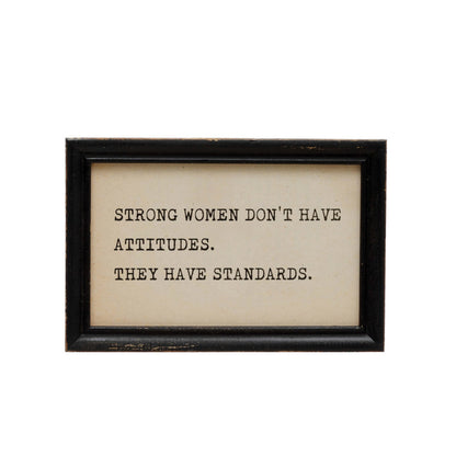 Wood Framed Typed Saying Print Wall Art, 4 Styles