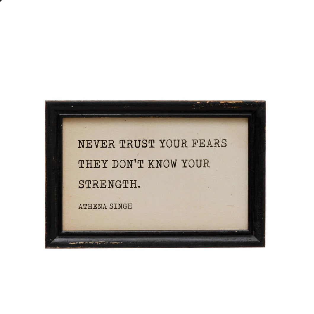 Wood Framed Typed Saying Print Wall Art, 4 Styles