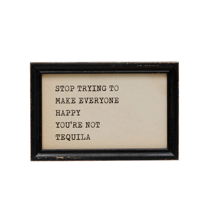 Wood Framed Typed Saying Print Wall Art, 4 Styles