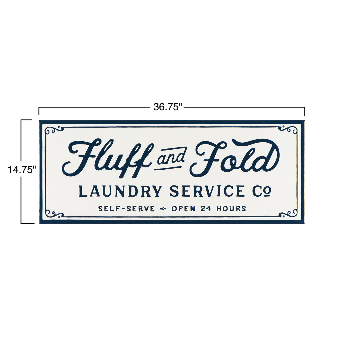 Embossed Enameled Metal Fluff & Fold Laundry Sign