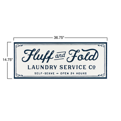 Embossed Enameled Metal Fluff & Fold Laundry Sign