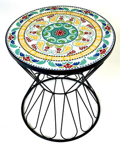 Mosaic Paisley Table/Plant Stand, 16in