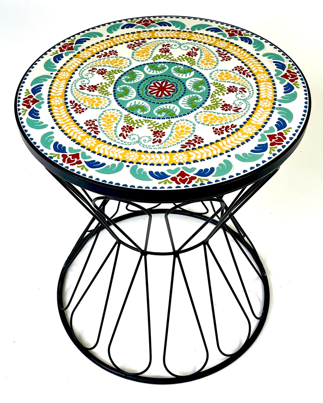 Mosaic Paisley Table/Plant Stand, 16in