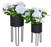 Load image into Gallery viewer, Round Mesh Metal Planter with Stand, 10in
