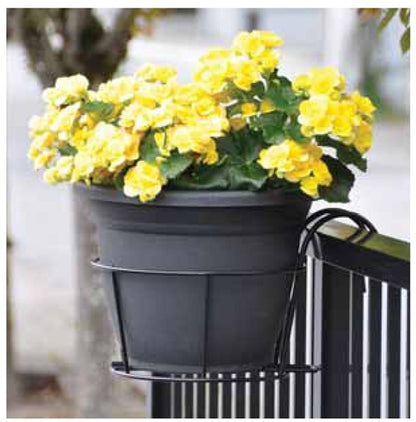 Metal Round Rail Flower Pot Bracket, 12in Pot