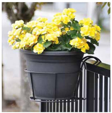 Metal Round Rail Flower Pot Bracket, 12in Pot