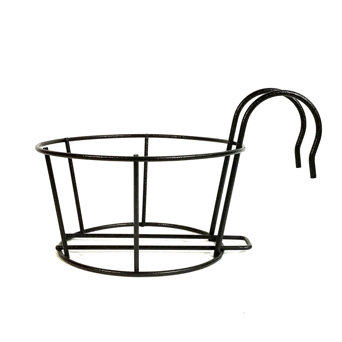 Metal Round Rail Flower Pot Bracket, 12in Pot