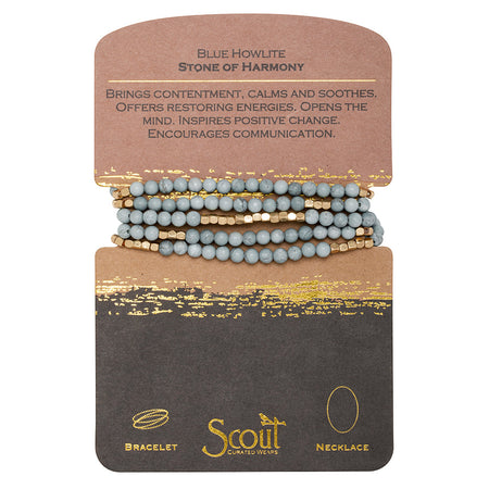 Stone Wrap Bracelet, Blue Howlite & Gold