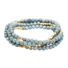 Load image into Gallery viewer, Stone Wrap Bracelet, Blue Howlite &amp; Gold
