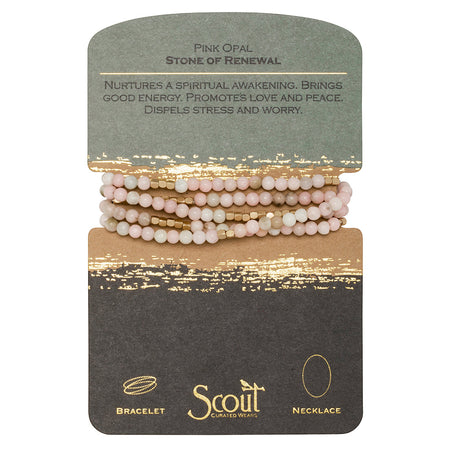 Stone Wrap Bracelet, Pink Opal & Gold