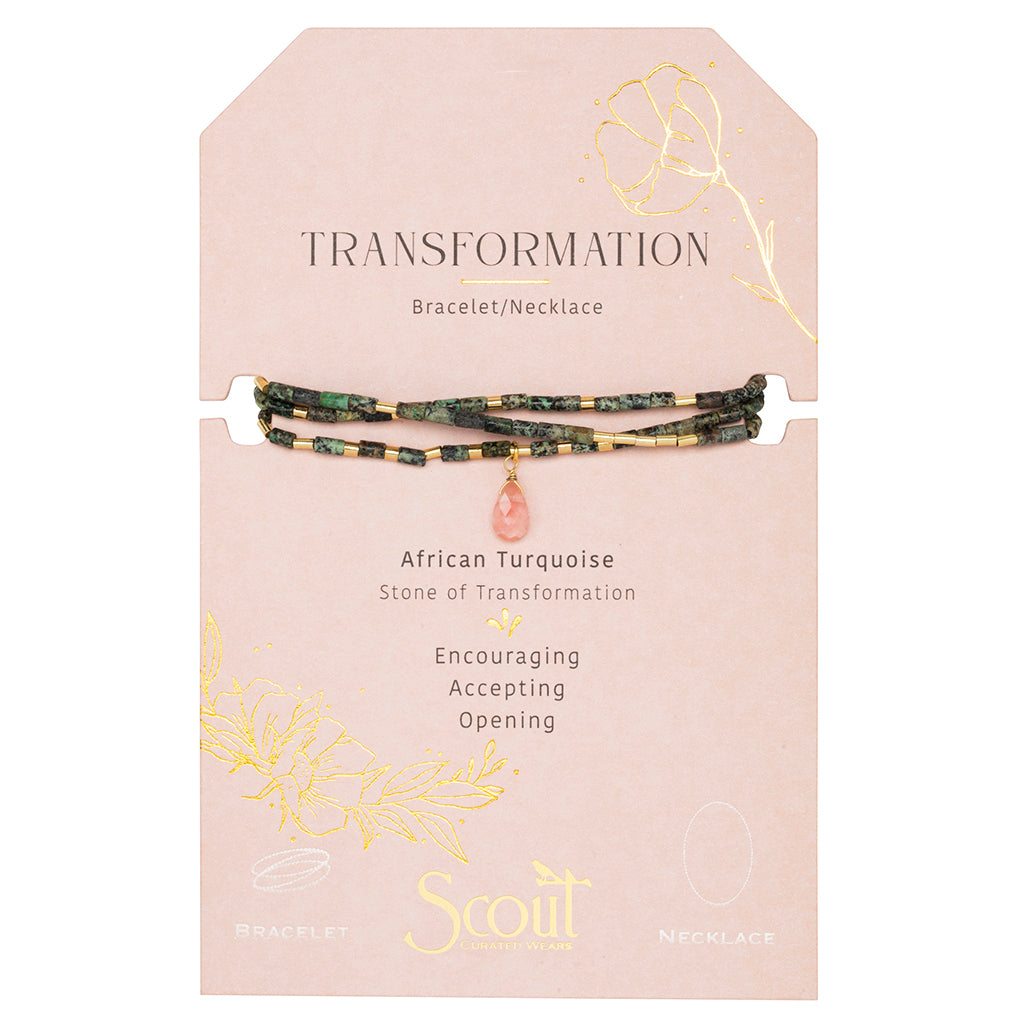 Teardrop Stone Wrap Bracelet, Afr. Trqs & Wtrmelon