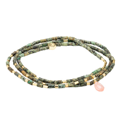 Teardrop Stone Wrap Bracelet, Afr. Trqs & Wtrmelon