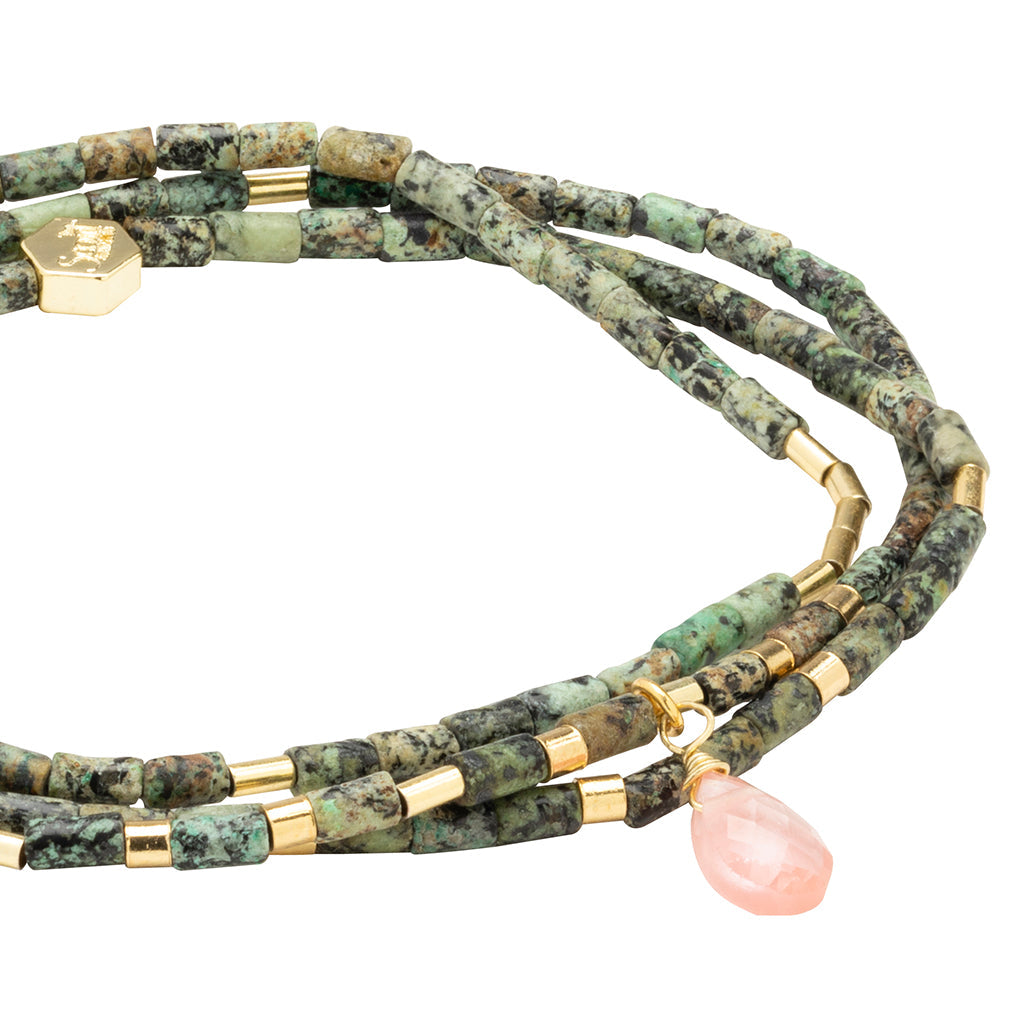Teardrop Stone Wrap Bracelet, Afr. Trqs & Wtrmelon