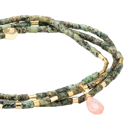 Teardrop Stone Wrap Bracelet, Afr. Trqs & Wtrmelon