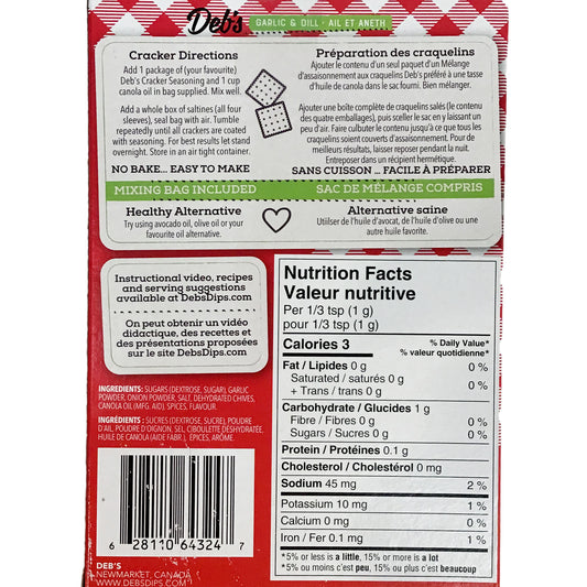 Deb's Dip Saltine Seasoning, Garlic & Dill