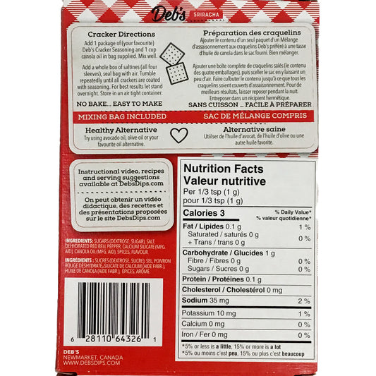 Deb's Dip Saltine Seasoning, Sriracha