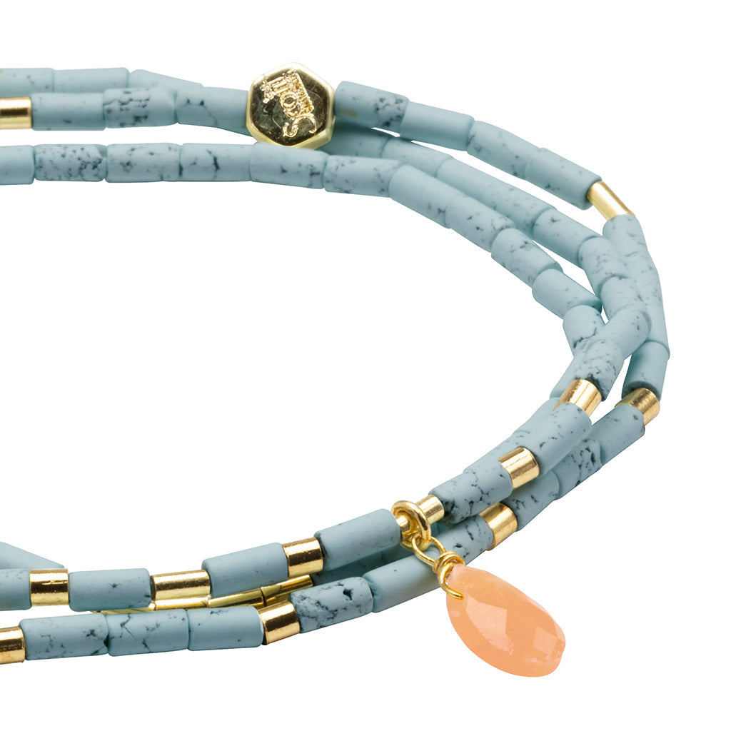 Teardrop Stone Wrap Bracelet, Blue Hwlt & Sunstone