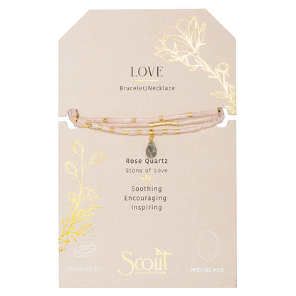 Teardrop Stone Wrap Bracelet, Rs Qtz & Labradorite