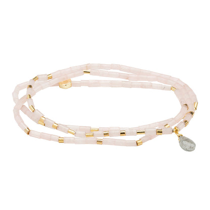 Teardrop Stone Wrap Bracelet, Rs Qtz & Labradorite