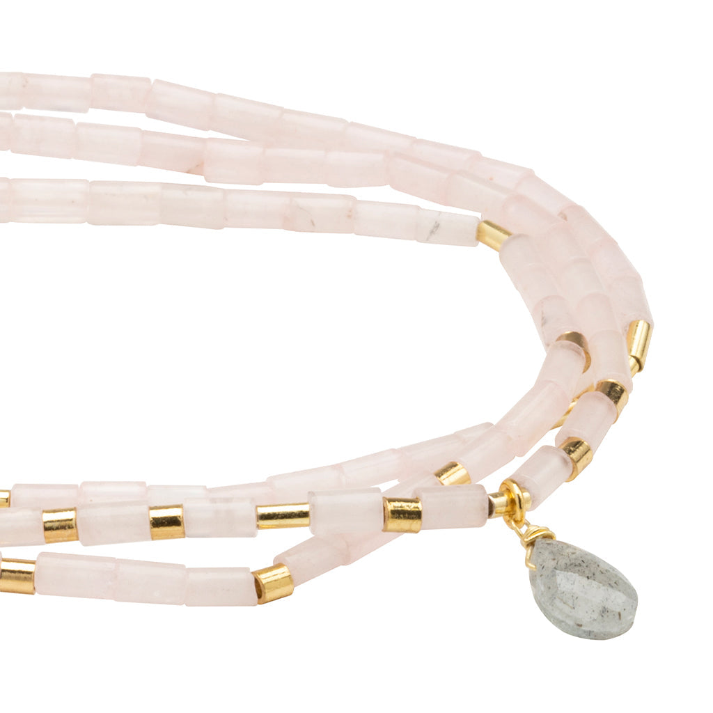 Teardrop Stone Wrap Bracelet, Rs Qtz & Labradorite