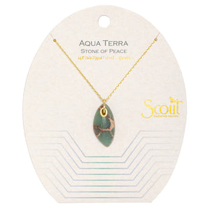 Organic Stone Necklace, Aqua Terra & Gold