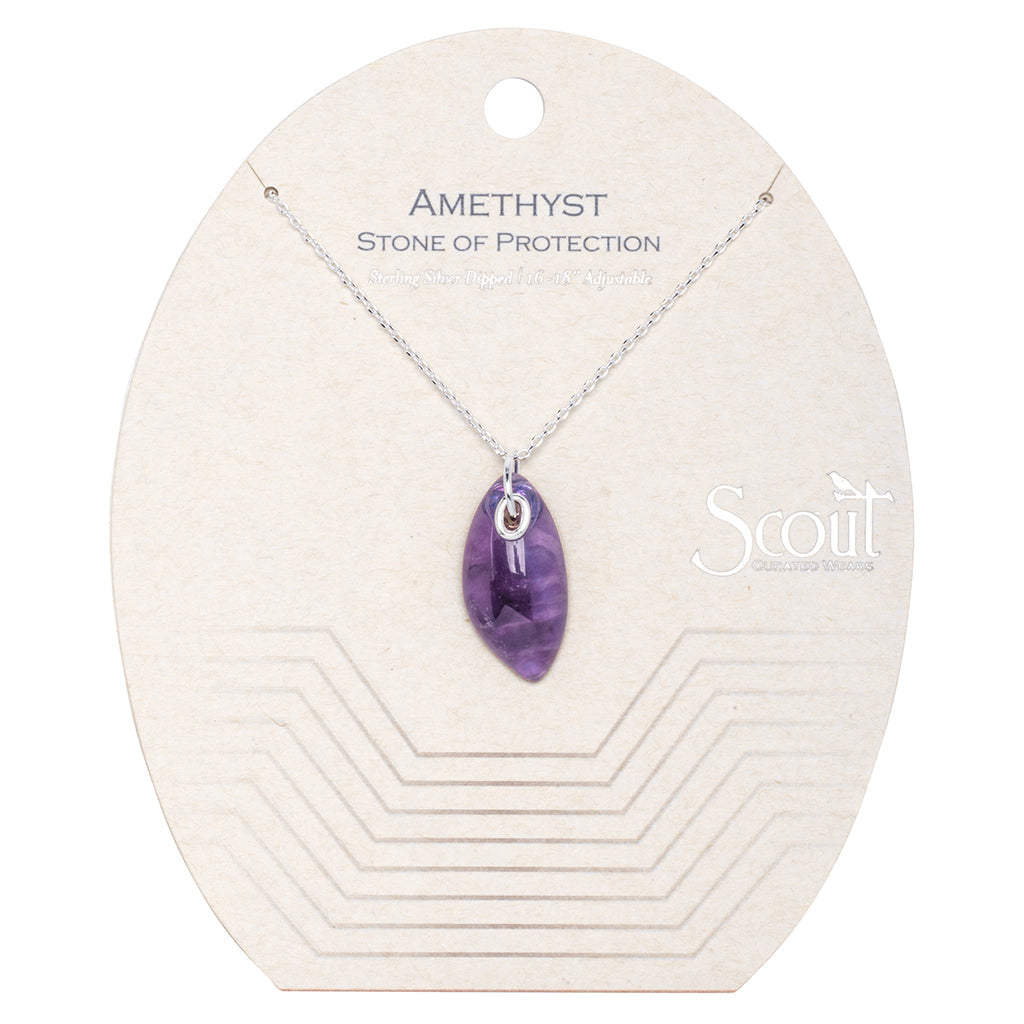 Organic Stone Necklace, Amethyst & Silver
