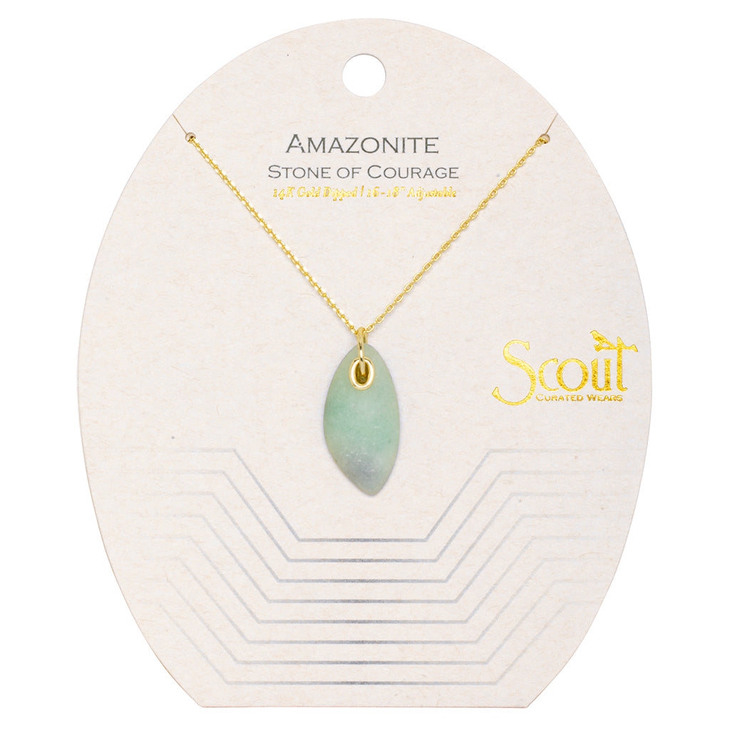 Organic Stone Necklace, Amazonite & Gold