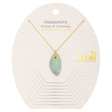 Organic Stone Necklace, Amazonite & Gold