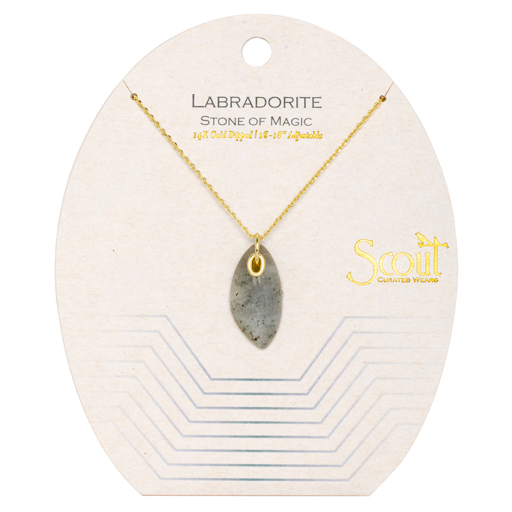 Organic Stone Necklace, Labradorite & Gold