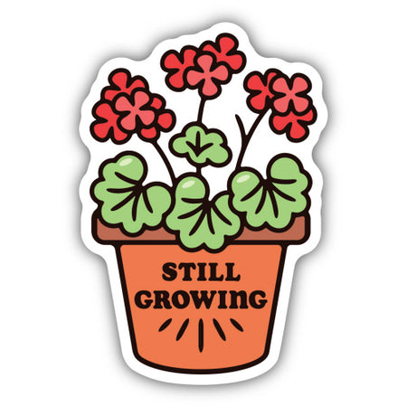 Still Growing Geranium Sticker, 3in