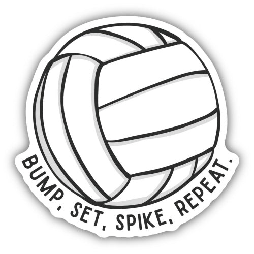 Bump, Set, Spike, Repeat Volleyball Sticker, 3in