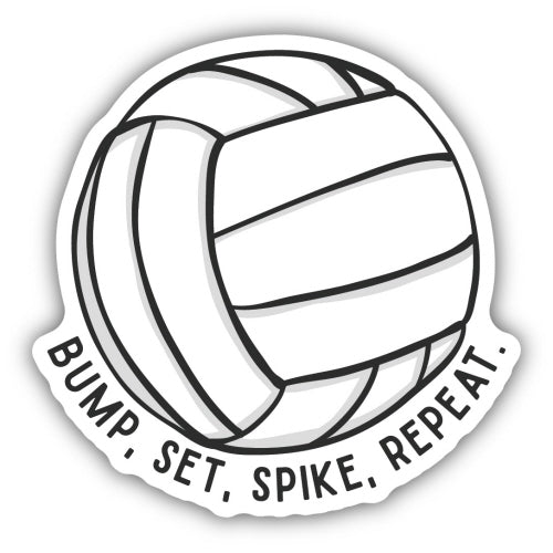 Bump, Set, Spike, Repeat Volleyball Sticker, 3in