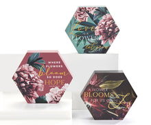 Load image into Gallery viewer, Floral Sentiment Hex Wood Block Decor, 3 Styles
